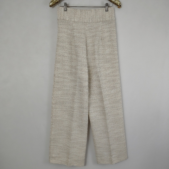 Vintage 70s Homemade Women's Light Beige Pleated Wide Leg Pants Preppy - Picture 4 of 5